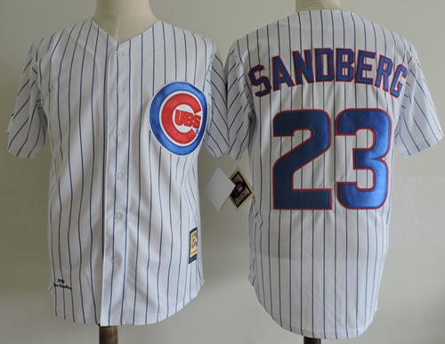 Mitchell And Ness 1990 Cubs #23 Ryne Sandberg White Throwback Stitched MLB Jersey